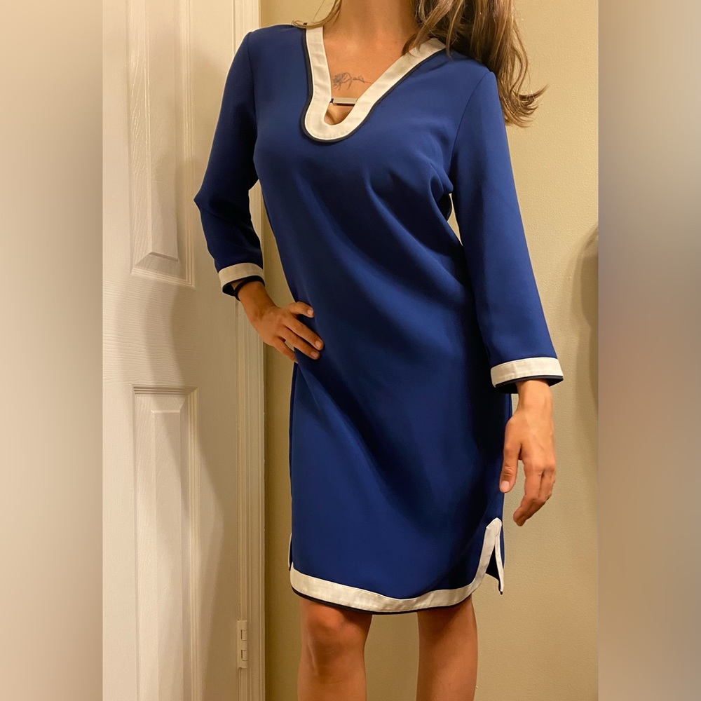 Ann Taylor blue dress. Simple but elegant.